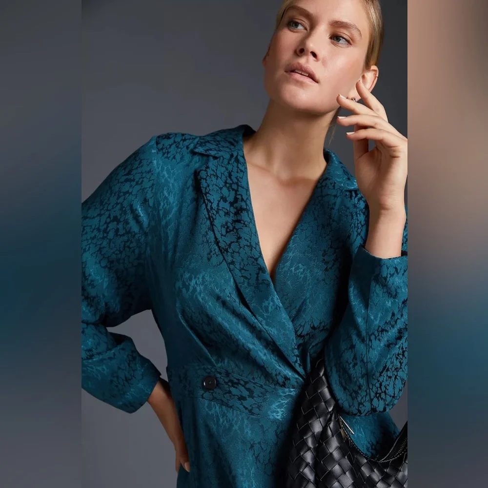 Jacquard Blazer Wrap Midi Dress_4